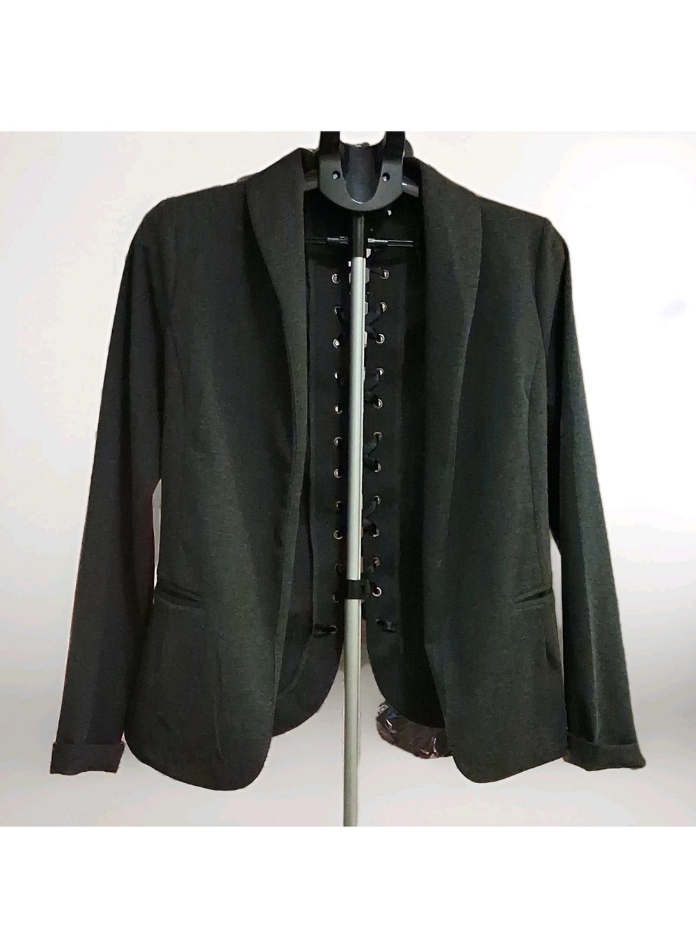 Doe & Rae Gray Blazer with Curved Hem